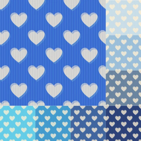 Seamless aqua and blue heart background pattern — Stock Vector