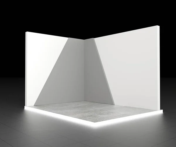 Diseño de stand en blanco en exposición o feria con pantalla de televisión —  Fotos de Stock