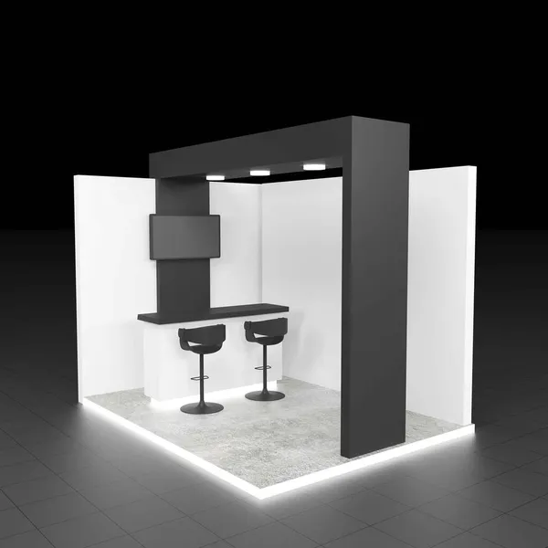 Sergide ya da TV ekranlı ticaret fuarında boş stand tasarımı