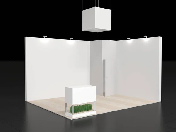 Design de stand em branco em exposição ou feira com exibição de tv — Fotografia de Stock