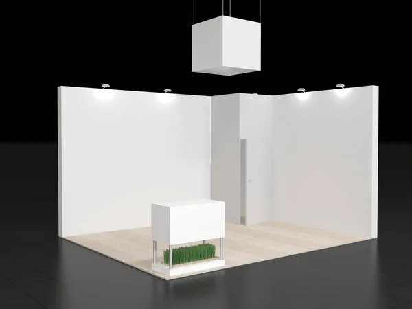 Sergide ya da TV ekranlı ticaret fuarında boş stand tasarımı