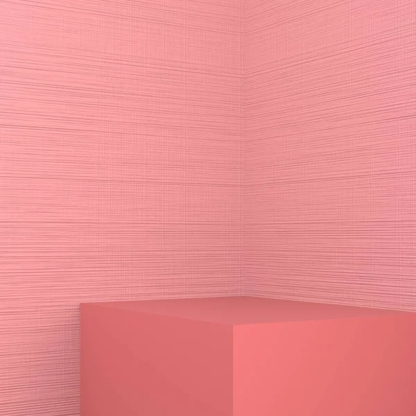 Макет абстрактної реалістичної сцени з подіумом для брендингу. Рожевий фон і постамент. 3d реалістична ілюстрація для презентації дизайну продукту . — стокове фото