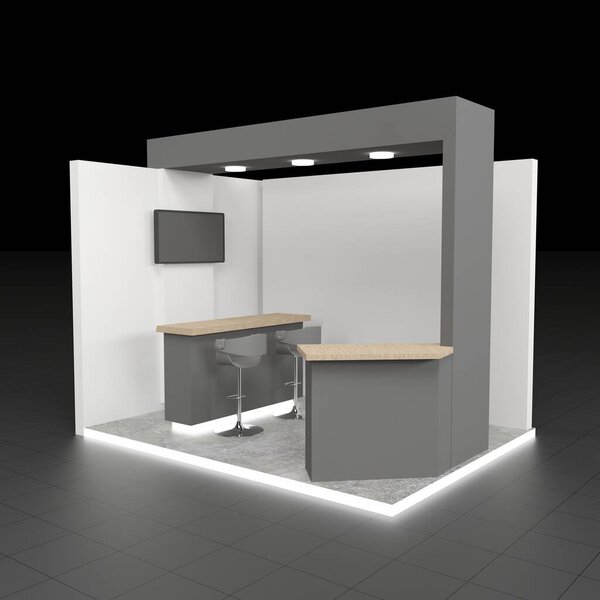 Blank stand design in exhibition or trade fair with tv display