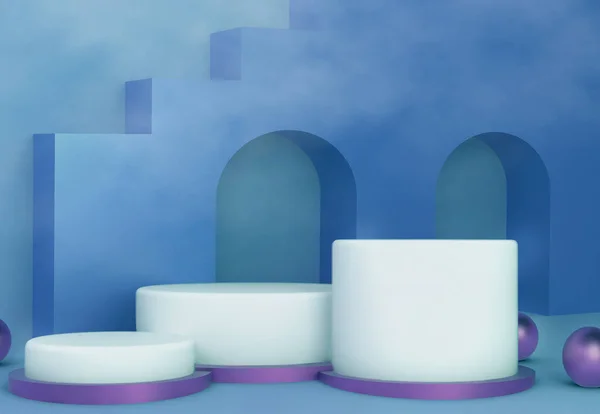 Abstrakte geometrische Form Pastell Farbe Szene minimal, Design für Kosmetik oder Produktpräsentation Podium 3D-Render Vitrine — Stockfoto