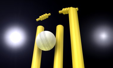 Cricket Ball Hitting Wickets At Night clipart