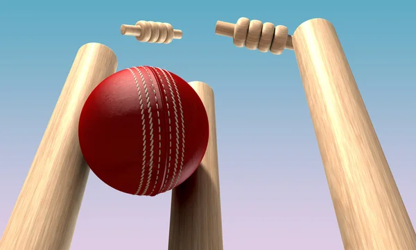 Cricket Ball frapper guichets — Photo