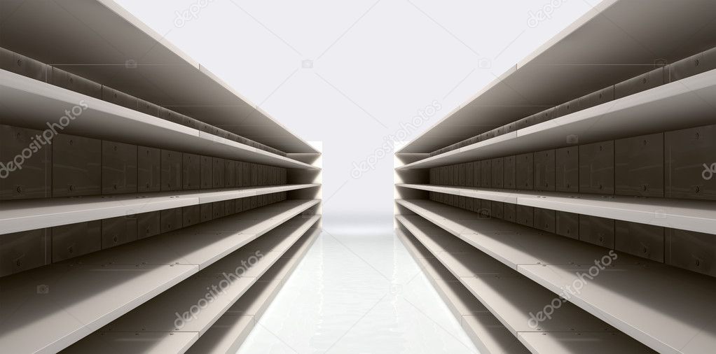Shopping Aisle With Empty Shelves