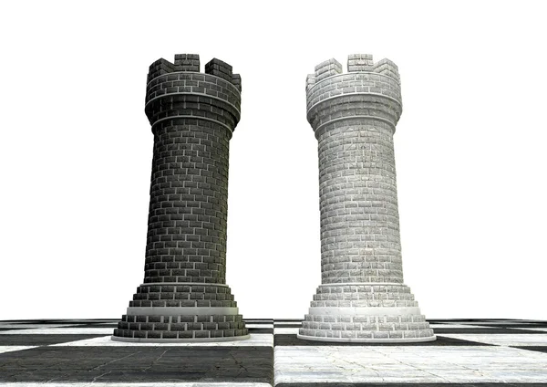 Castillos de Ajedrez Blanco y Negro Cuadrado — Foto de Stock