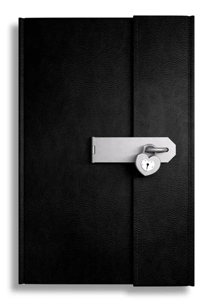 Little Black Leather Locked Diary — Fotografie, imagine de stoc