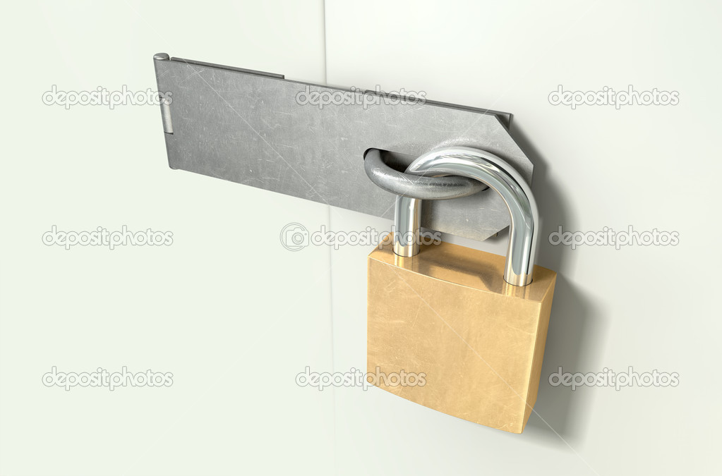 Padlock And Hasp Locked Perspective