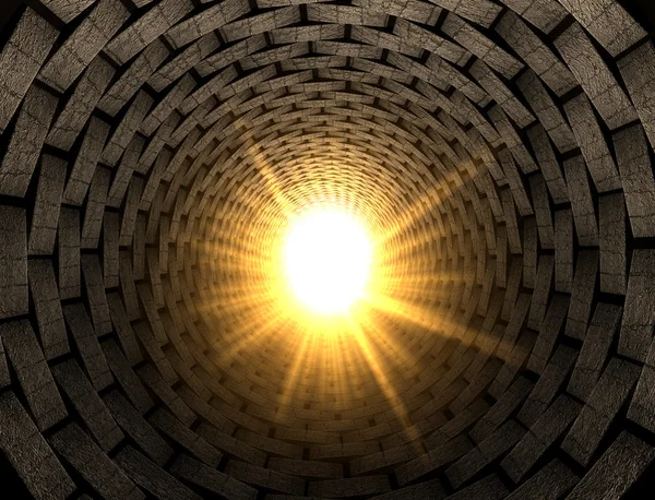 Light At The End Of A Brick Tunnel — Stock Photo, Image