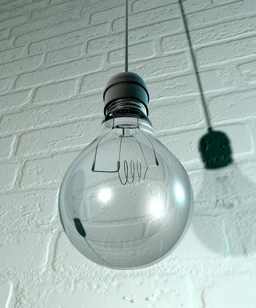Hanging Light Bulb And Fitting On A Wall — Stock Photo, Image