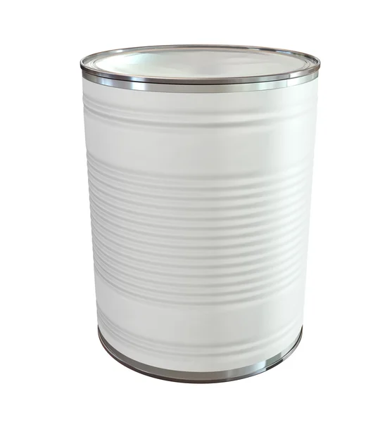 Lata de lata com perspectiva de etiqueta — Fotografia de Stock