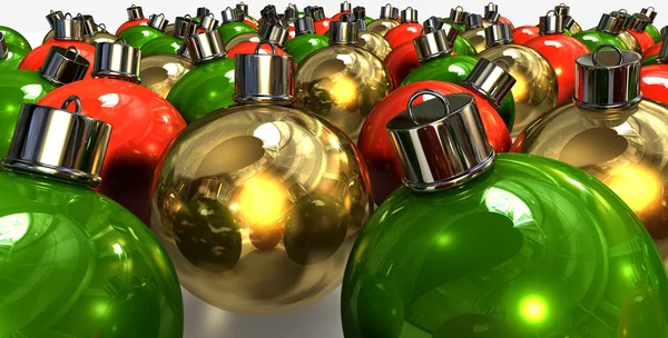 Gold Red And Green Christmas Baubles Floor — Stock Photo, Image