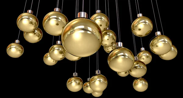 Gold Christmas Baubles Hanging — Stok Foto