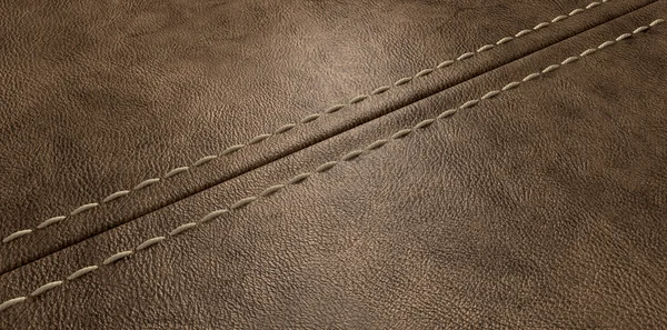 茶色の革ステッチ縫い — ストック写真