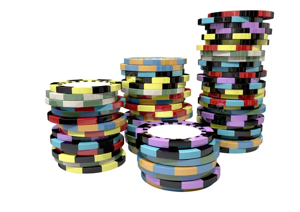 Casino chip stacks terug naar boven — Stockfoto