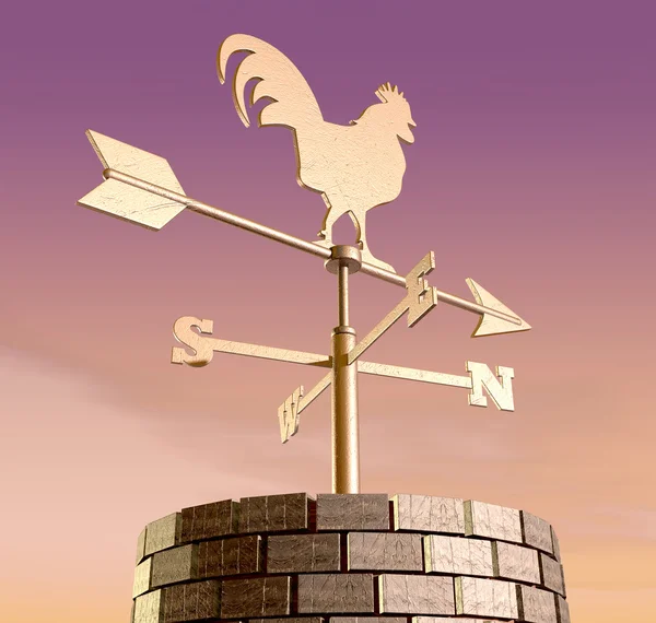 Weathervane Cockerel Chimney Dawn — Stock Photo, Image