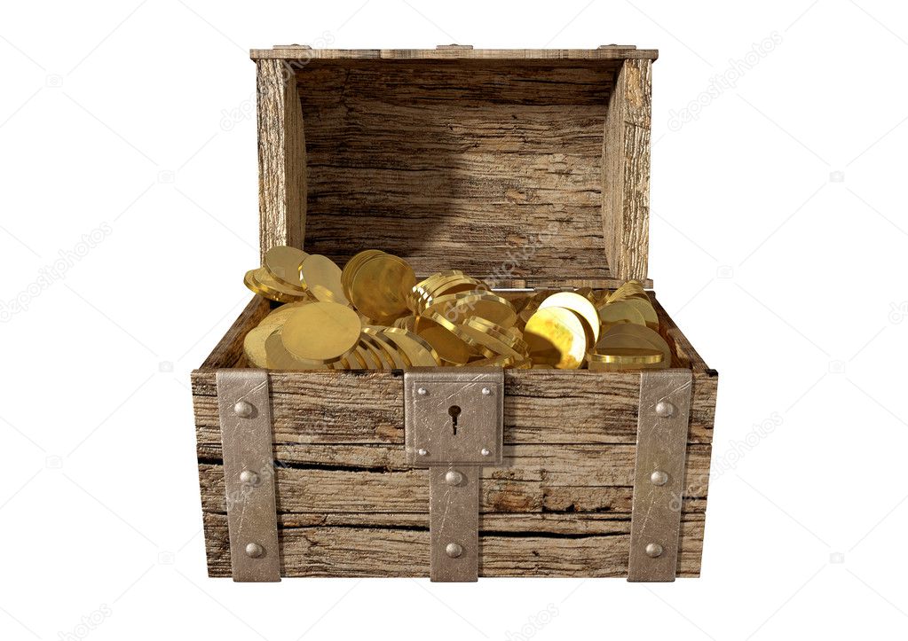 Treasure Chest With Gold Front