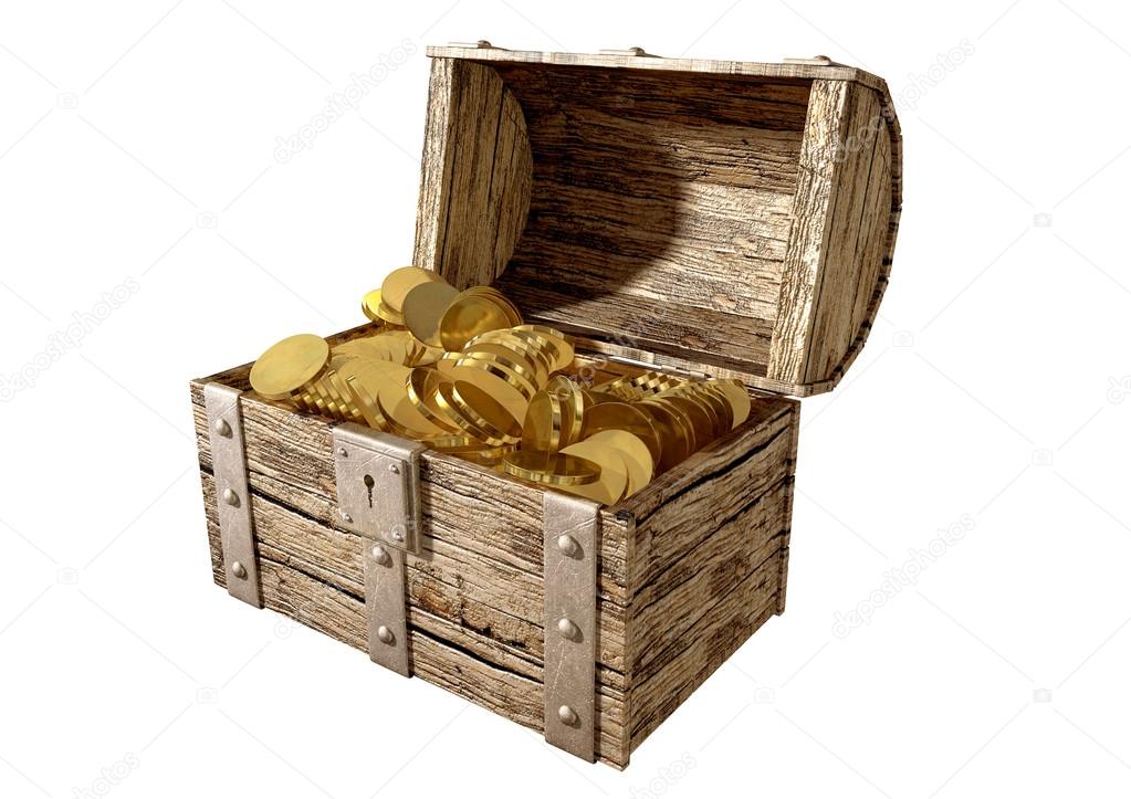 Treasure Chest With Gold Perspective