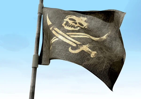 Jolly Roger Pirate Flag Closeup — Stock Photo, Image