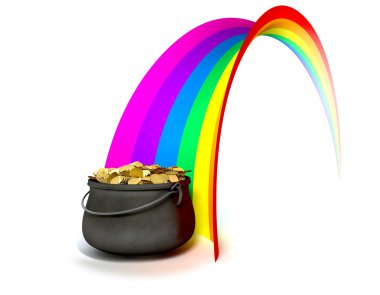 Pot O' Gold At The End Of A Rainbow clipart