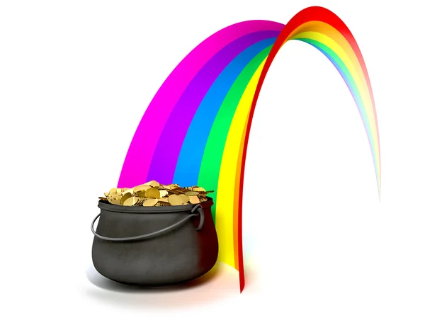 Pot O 'Gold alla fine di un arcobaleno — Foto Stock