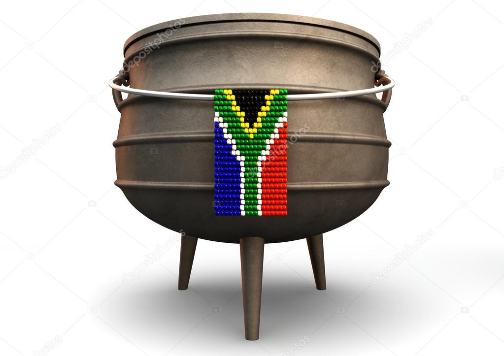 Potjie Pot With Zulu Bead South African Flag