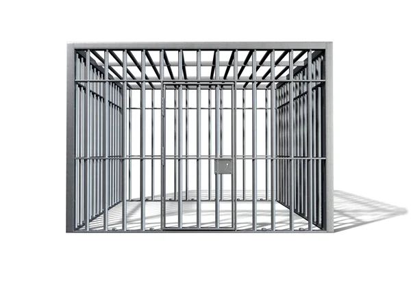 Więzienia trzyma na białym tle przedniej komórek — Zdjęcie stockowe