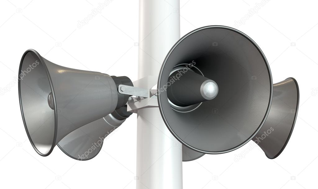 Horn Loudspeakers On A Pole