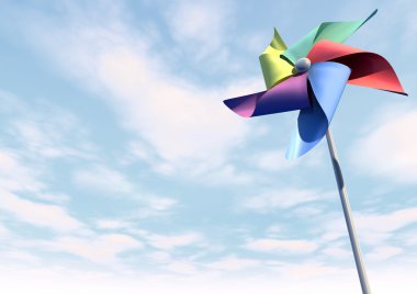 Colorful Pinwheel On Blue Sky Perspective clipart