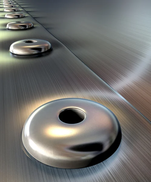 Rivets On Brushed Metal Perspective — Stock Photo, Image