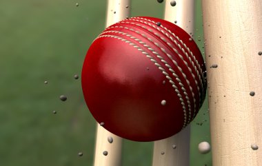 Kriket topu wickets parçacıkları ile çarpıcı