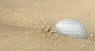 Golf topu isabet bunker kum eylem
