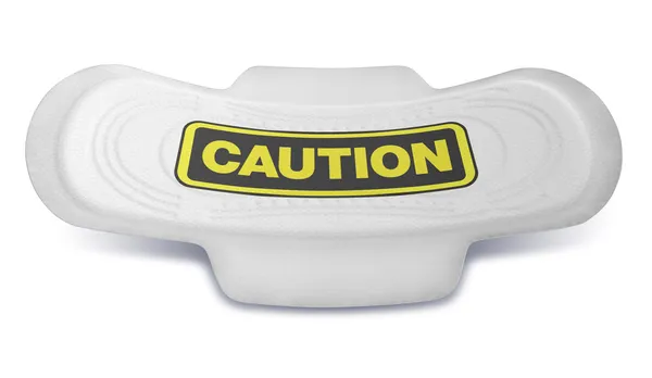 Sanitary Pad Caution Sign Front — Stock Photo, Image
