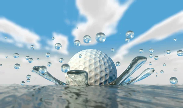 Golf Ball Water Splash — Stock Photo, Image