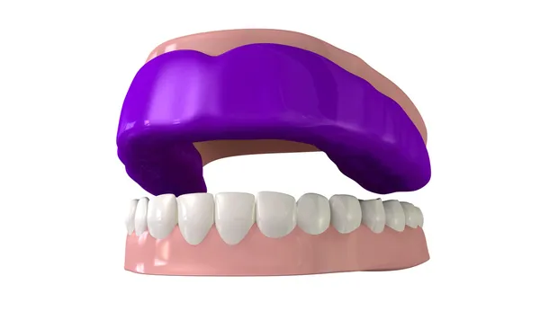 Gum Guard Fitted On Open False Teeth — Stock Photo, Image