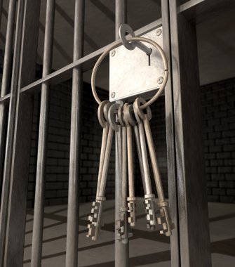 hücrede kapalı kapı ve anahtarları demet