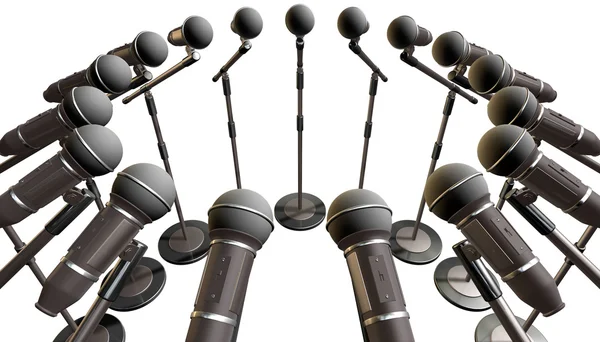 Microphones and Stands Array — Stock Photo, Image