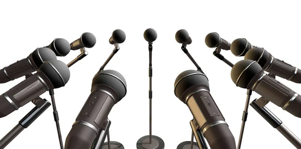 Array de microfones e suportes — Fotografia de Stock