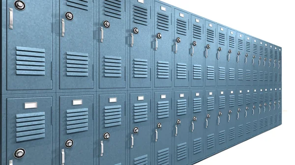 Blue School Lockers Perspective — Stock Photo, Image