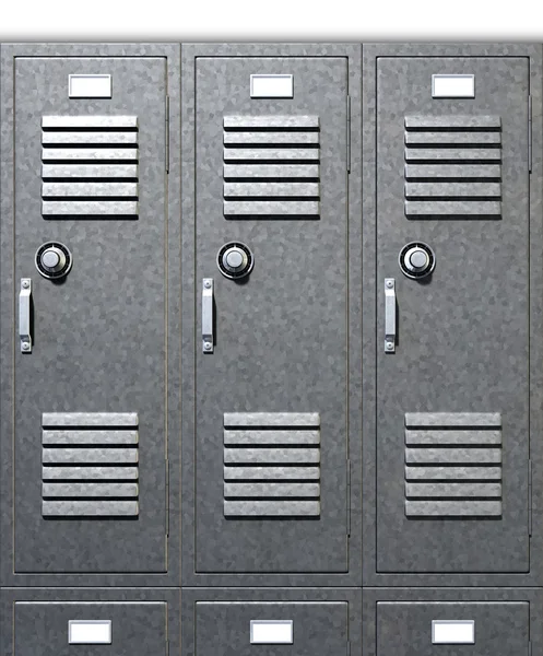 Grey School Lockers Front — Stock Photo, Image