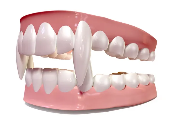 Set di denti falsi vampiro isolato — Foto Stock