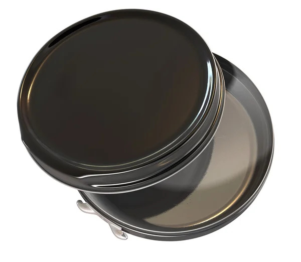 Black Round Metal Tin Open — Stock Photo, Image