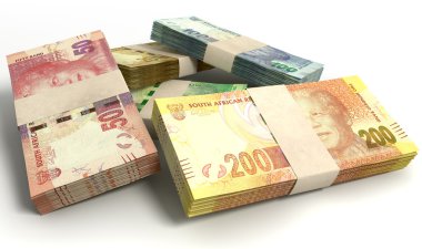 Güney Afrika rand notlar demetleri yığını