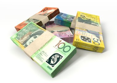 Avustralya Doları notlar demetleri yığını