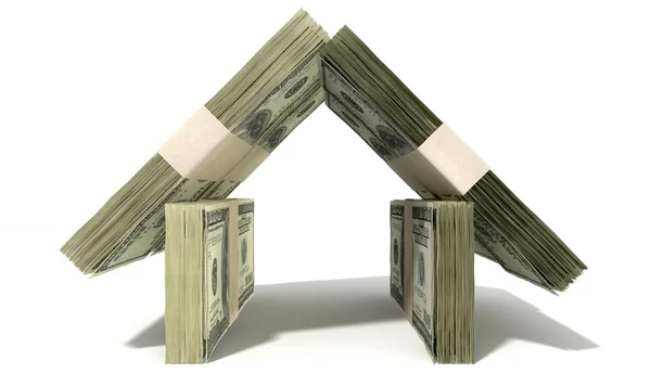 Dollar Notes House Front — Stock Photo, Image