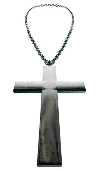 金属十字架とチェーンをクローズ アップ — ストック写真