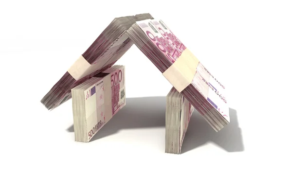 Euro notlar ev perspektif — Stok fotoğraf