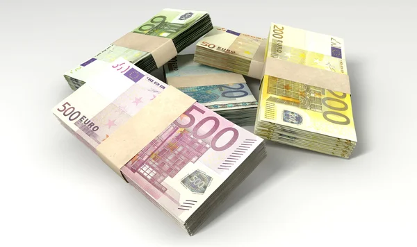 Euro biljetten collectie stapel sluiten — Stockfoto